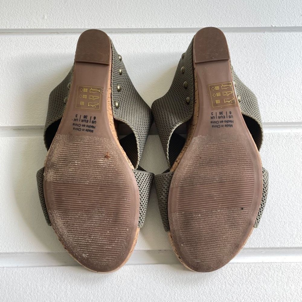 41 Hawthorn Women's Green Stretch Knit Mule Cork Wedge Joyce Sandals Size 6 - Picture 9 of 10